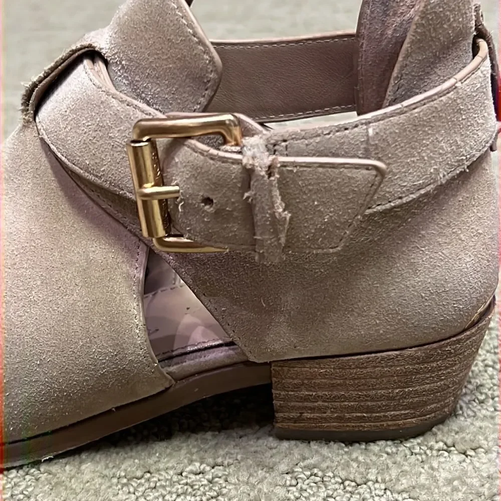 Michael Kors Women’s 6.5 Suede Nude Open Ankle Booties